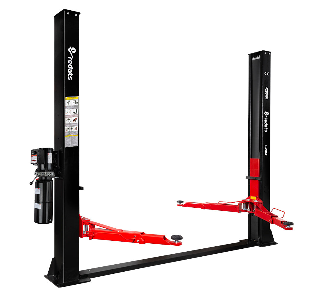 KÉTOSZLOPOS - CSÁPOS AUTÓ EMELŐ 4,2T ELEKTROHIDRAULIKUS KÉZI KIOLDÁSSAL 230V REDATS + INGYEN OLAJ