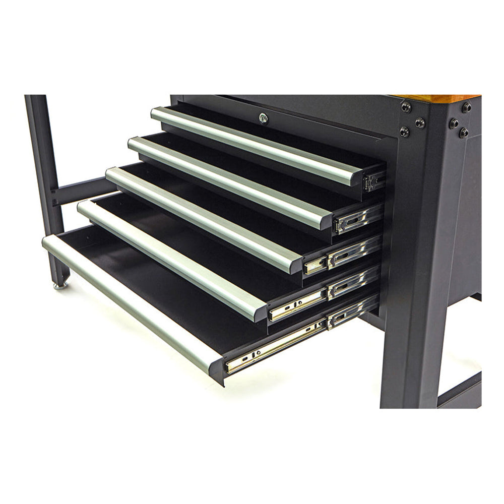 PROFESSZIONÁLIS MUNKAASZTAL - MUNKAPAD 155 CM 5 FIÓKOS