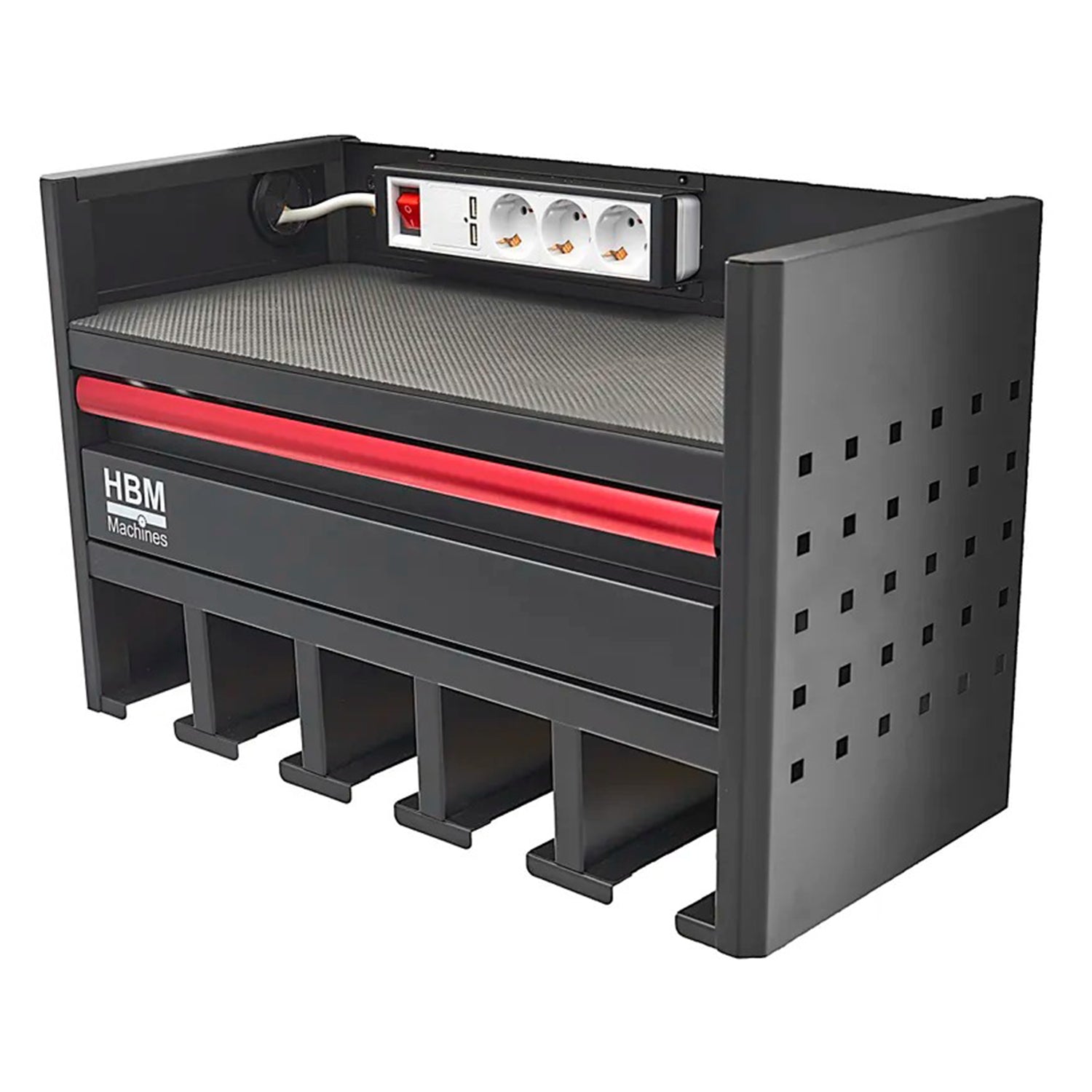 FALI SZERSZÁMTÁROLÓ SZEKRÉNY ELEKTROMOS ÉS PNEUMATIKUS SZERSZÁMOKHOZ, 1 FIÓKKAL, 220V ALJZATTAL