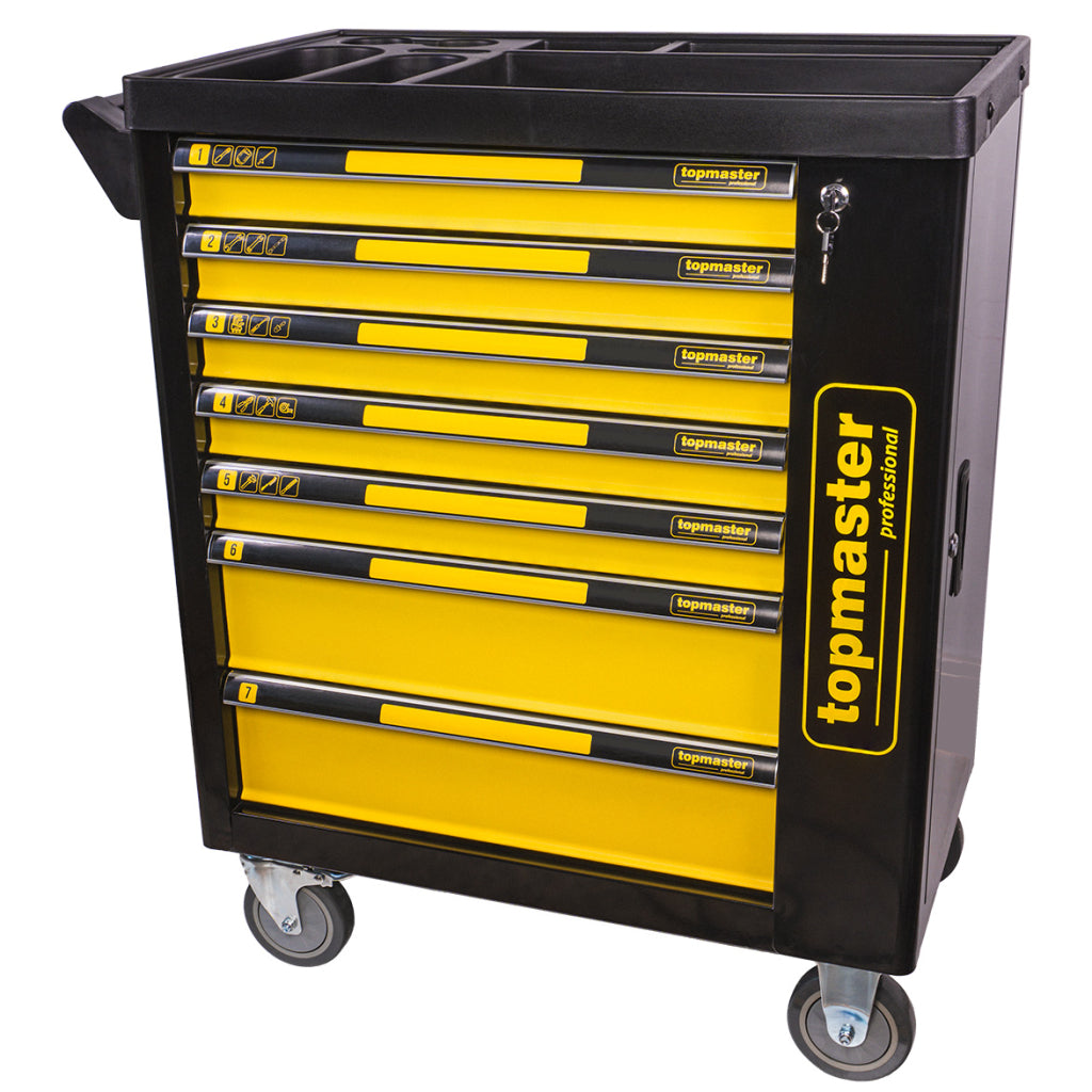 Felszerelt szerszámos kocsi – szerszámos szekrény 7 fiókkal 5 modul 219 db TOPMASTER pro