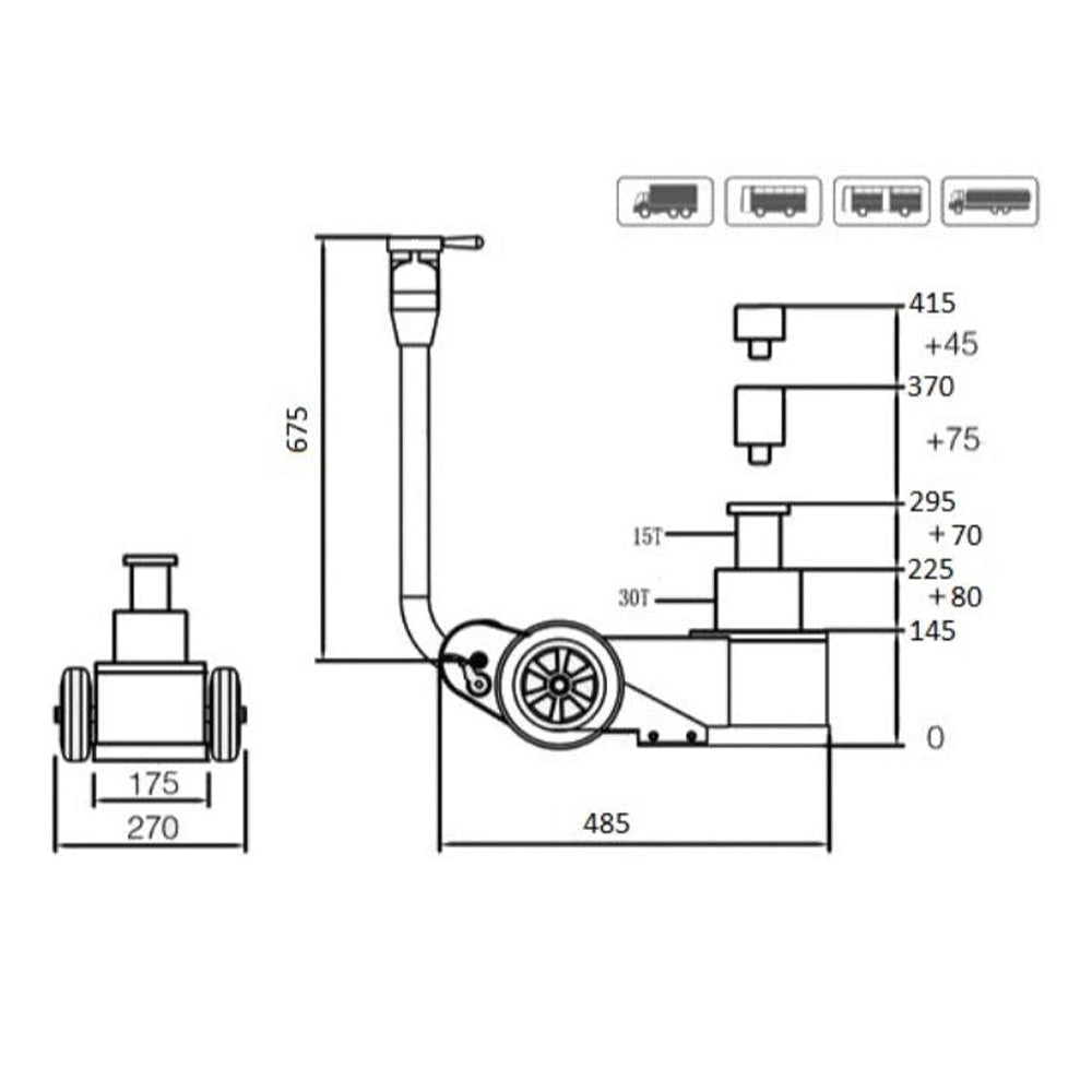 MAMMUTH HIDRO-PNEUMATIKUS EMELŐ 30T/15T