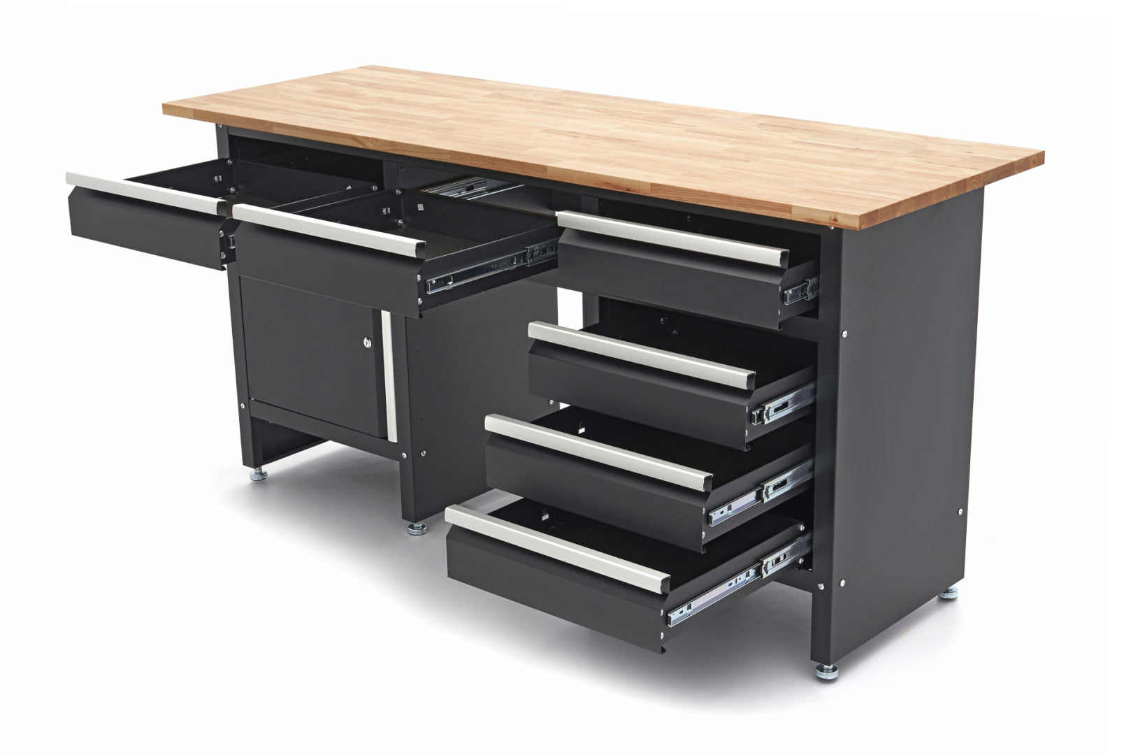 Fém szerszámos szekrény keményfa munkalappal 171cm 1 ajtóval 6 fiókkal HBM MACHINES premium, hollandia