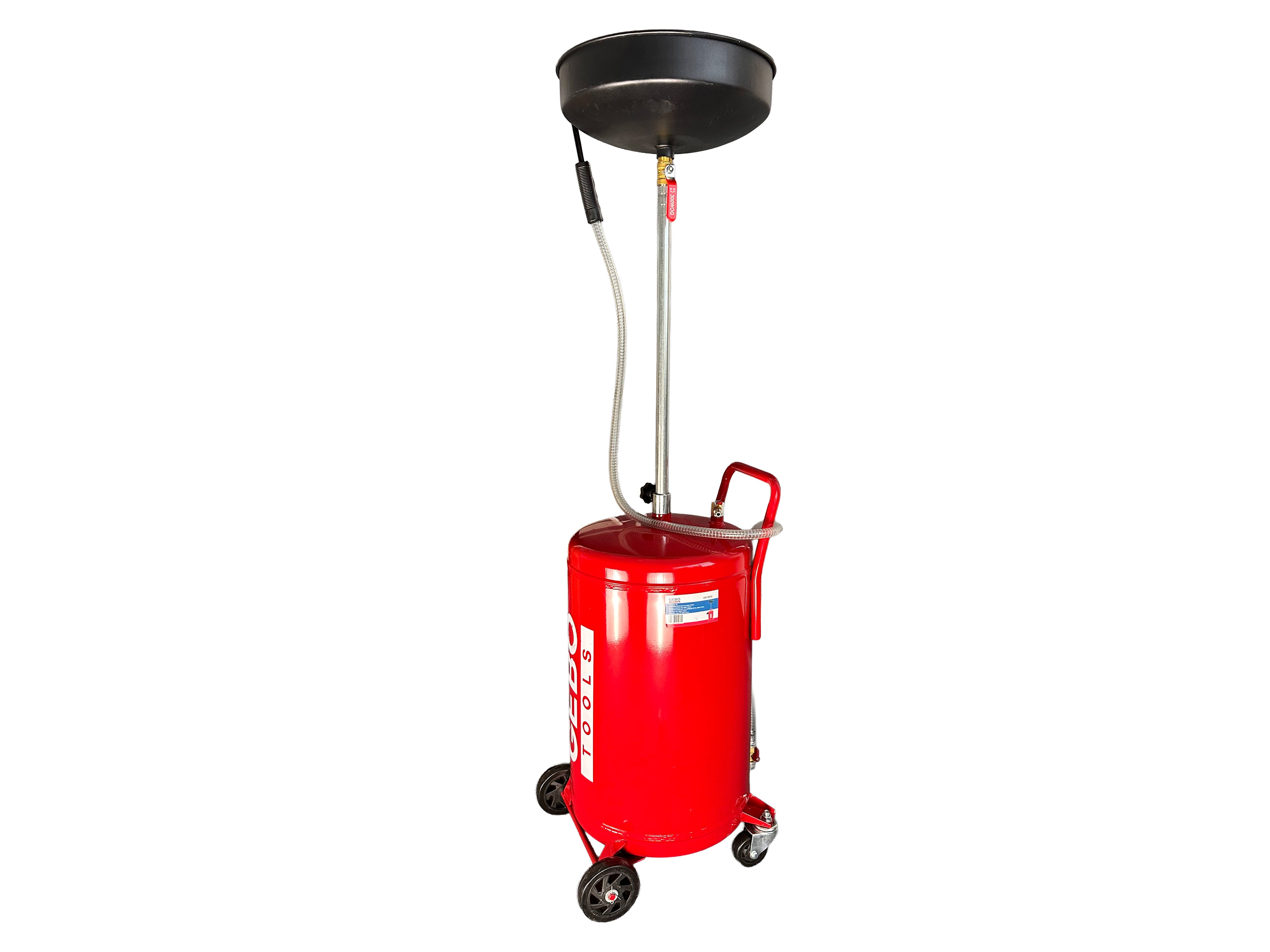 Fáradtolaj gyűjtő - olajleeresztő 75 l ,10 l-es gyűjtőedénnyel, 6–8 bar ürítési nyomással, állítható rúddal GEBO TOOLS
