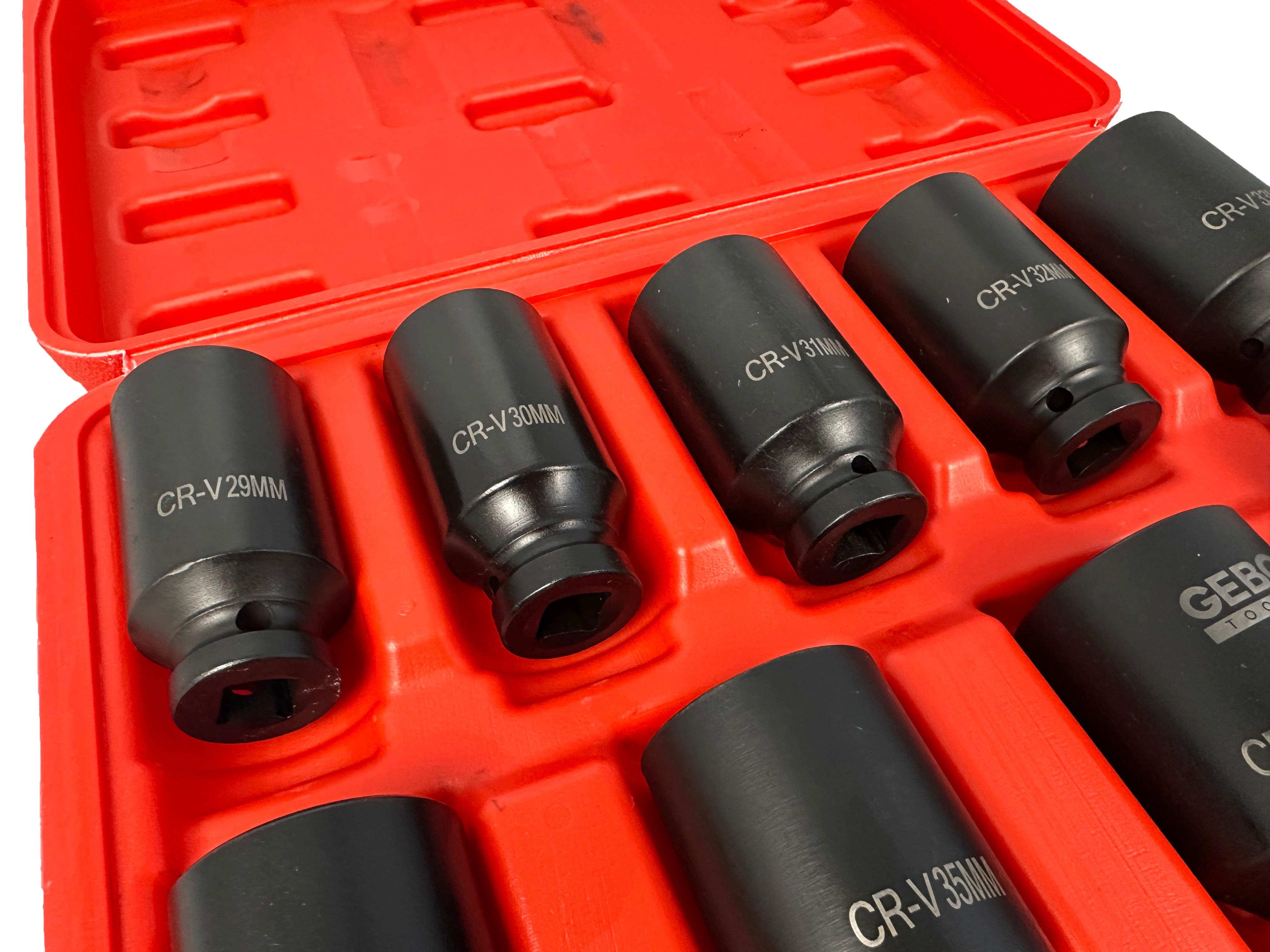 Gépi dugókulcs készlet féltengelyekhez 1/2" 29-38 mm 9 db GEBO TOOLS
