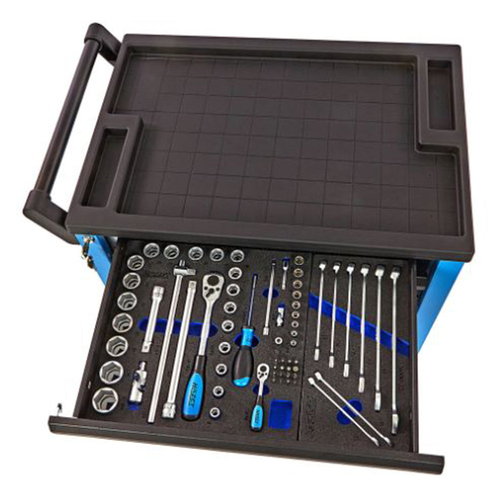 FELSZERELT SZERSZÁMOS KOCSI – SZERSZÁMOS SZEKRÉNY 7 FIÓK 121 DB HAZET