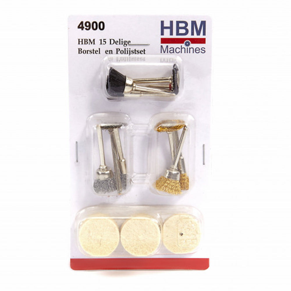 MINI CSISZOLÓKÖ ÉS DRÓTKEFE TARTOZÉK KÉSZLET 15 DB HBM