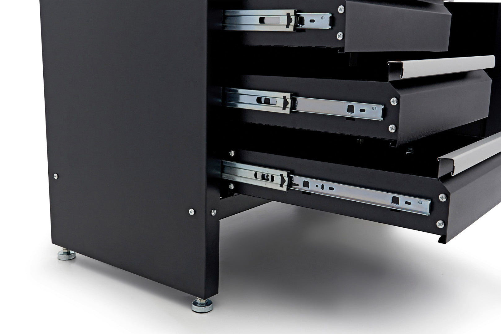 FÉM MUNKAPAD - MUNKAASZTAL 120 CM 5 TÁROLÓVAL 1 AJTÓ KEMÉNY FA MUNKALAPPAL HBM