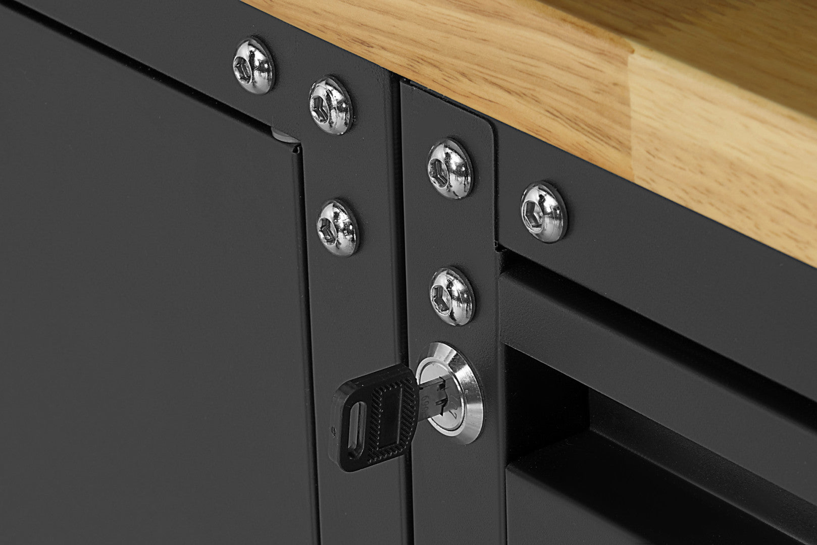 FÉM SZEKRÉNY KÉSZLET MUNKALAPPAL MŰHELYBE 236.5 X 402 X 48.2 CM MATT FEKETE 16 DB HBM MACHINES