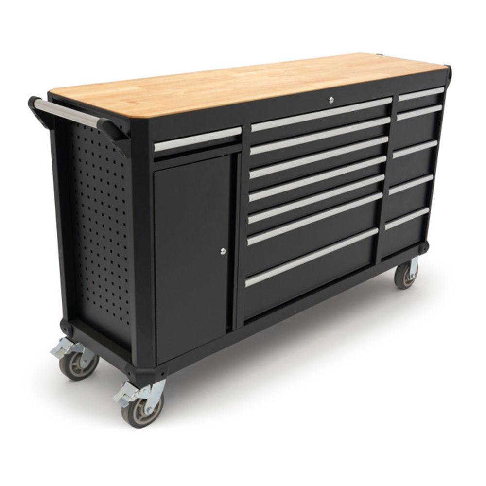 KEREKES MUNKAASZTAL – MUNKAPAD FA MUNKALAPPAL 13 TÁROLÓVAL 168 CM HBM