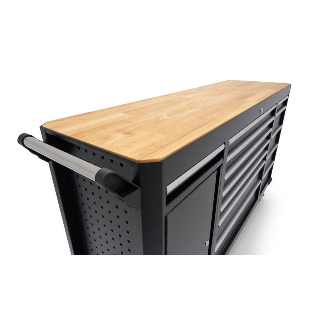 KEREKES MUNKAASZTAL – MUNKAPAD FA MUNKALAPPAL 13 TÁROLÓVAL 168 CM HBM