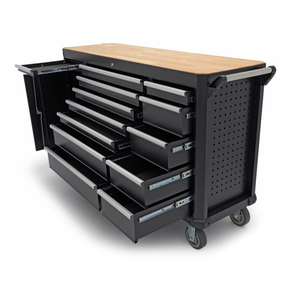 KEREKES MUNKAASZTAL – MUNKAPAD FA MUNKALAPPAL 13 TÁROLÓVAL 168 CM HBM