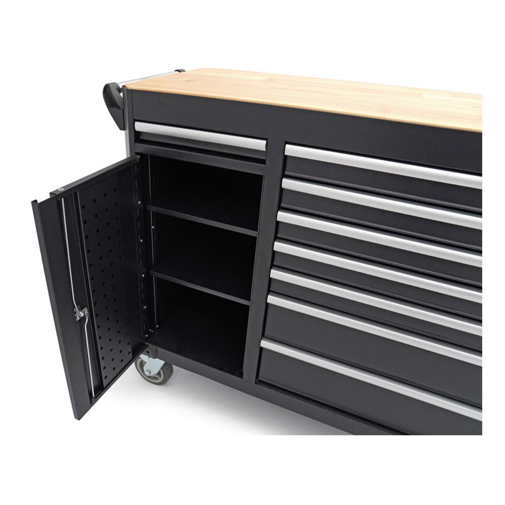 KEREKES MUNKAASZTAL – MUNKAPAD FA MUNKALAPPAL 13 TÁROLÓVAL 168 CM HBM