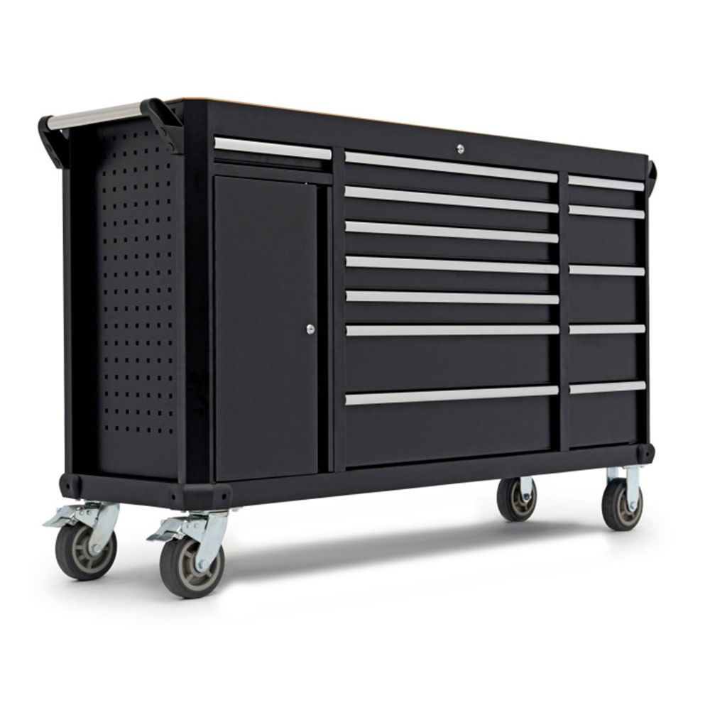 KEREKES MUNKAASZTAL – MUNKAPAD FA MUNKALAPPAL 13 TÁROLÓVAL 168 CM HBM