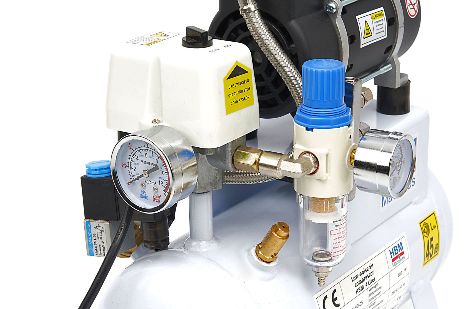 OLAJMENTES HALK KOMPRESSZOR AIRBRUSH FESTÉKSZÓRÓ PISZTOLYHOZ 4L 180W HBM