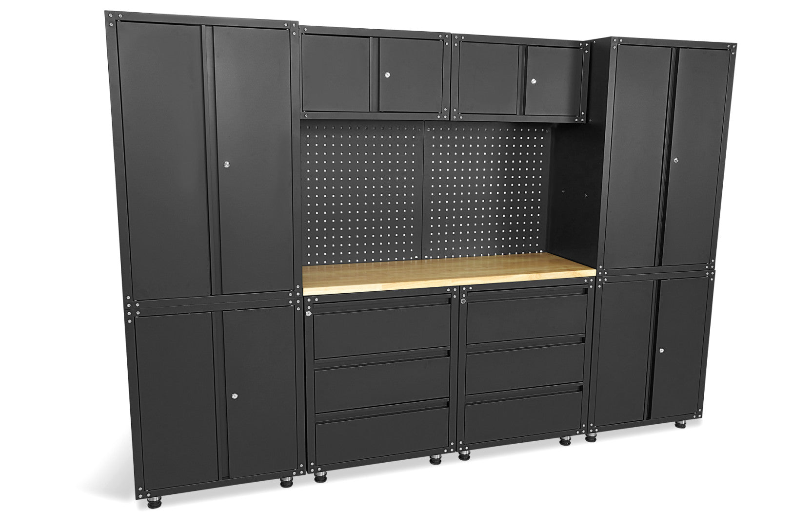 HBM MACHINES PREMIUM MODULÁRIS FÉM BÚTORSZETT 11 DARABOS, 187,5 X 268,5 X 48,2 CM MATT FEKETE