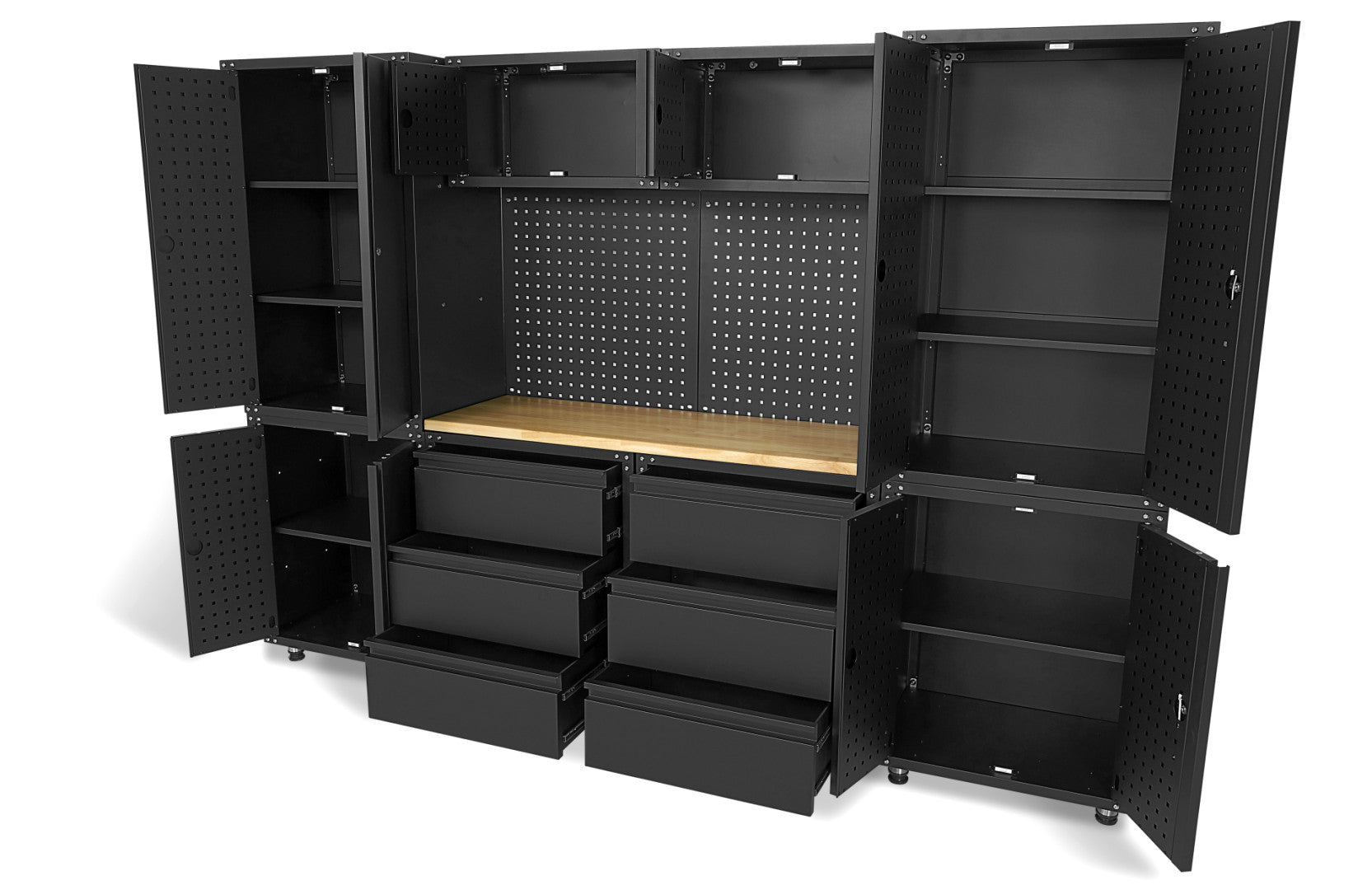 HBM MACHINES PREMIUM MODULÁRIS FÉM BÚTORSZETT 11 DARABOS, 187,5 X 268,5 X 48,2 CM MATT FEKETE