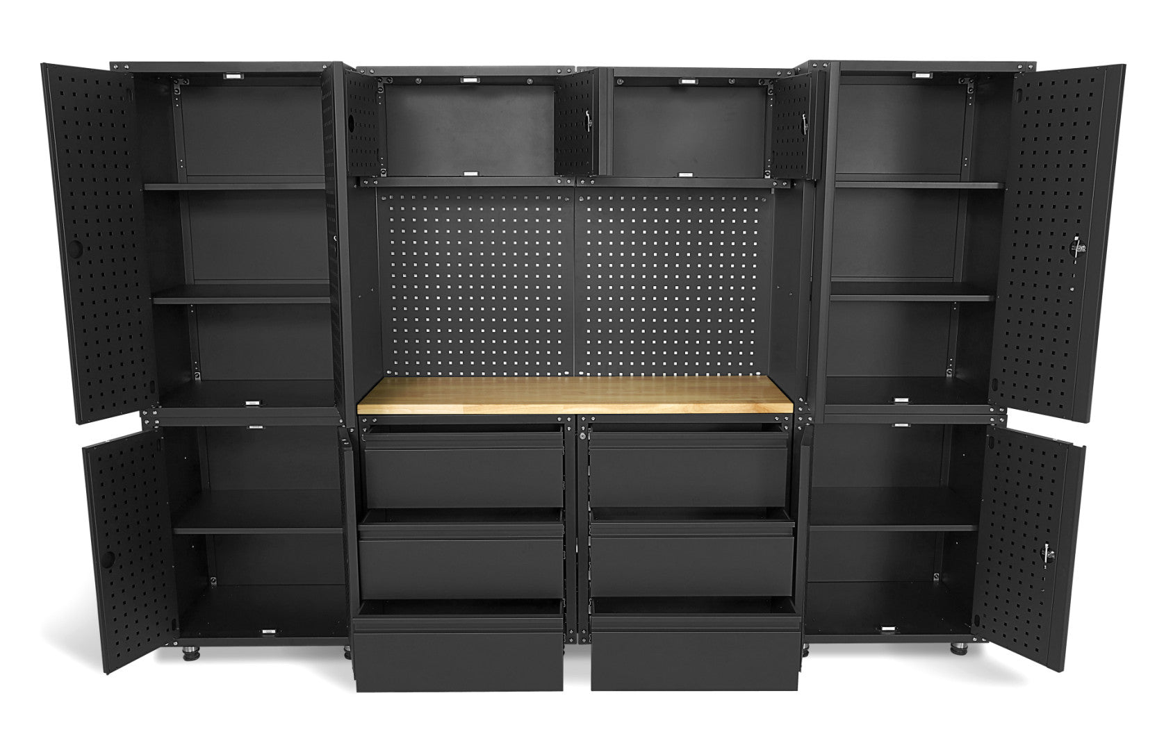 HBM MACHINES PREMIUM MODULÁRIS FÉM BÚTORSZETT 11 DARABOS, 187,5 X 268,5 X 48,2 CM MATT FEKETE