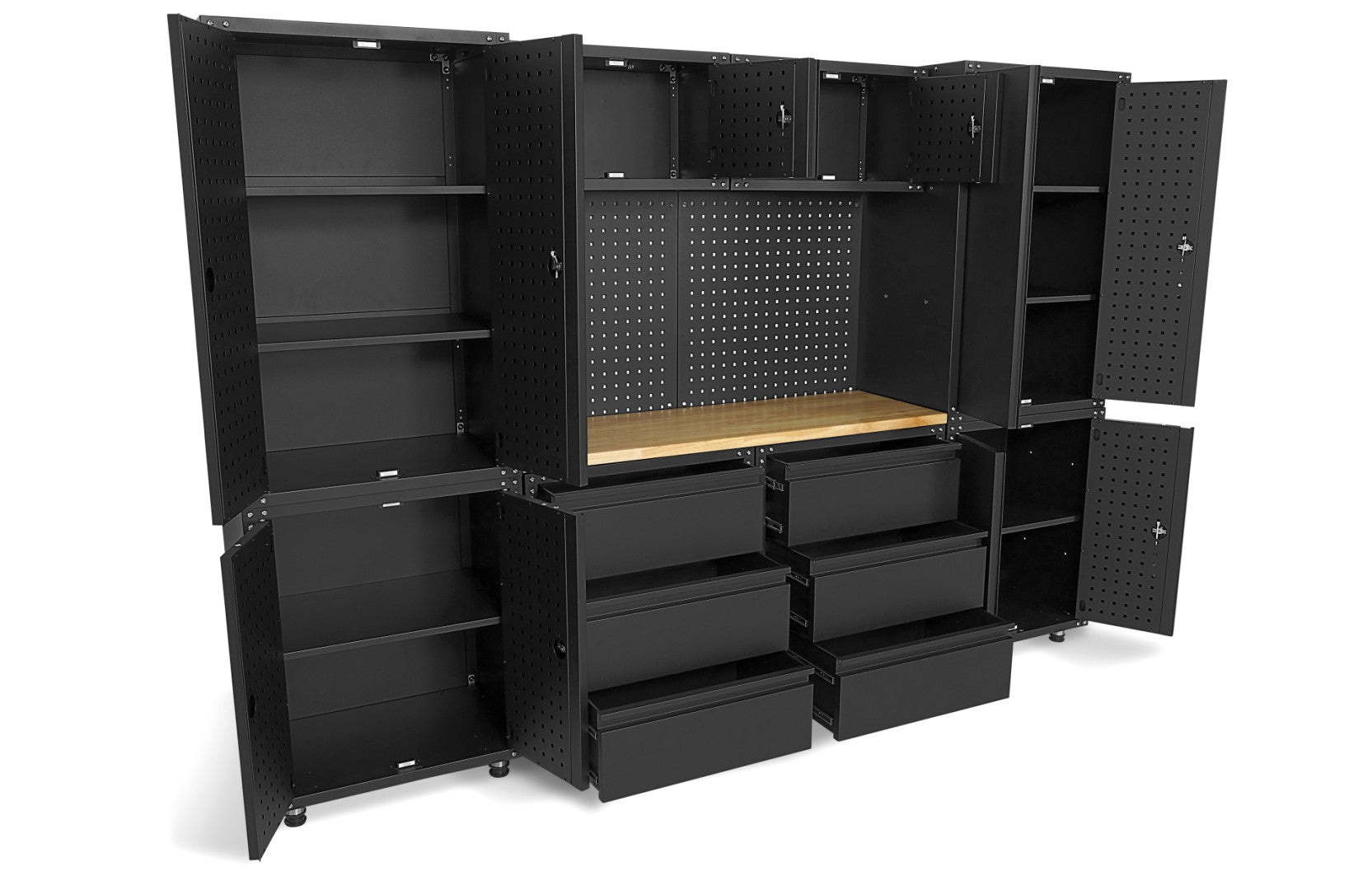 HBM MACHINES PREMIUM MODULÁRIS FÉM BÚTORSZETT 11 DARABOS, 187,5 X 268,5 X 48,2 CM MATT FEKETE