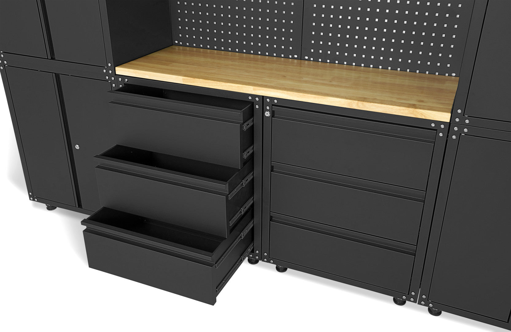 HBM MACHINES PREMIUM MODULÁRIS FÉM BÚTORSZETT 11 DARABOS, 187,5 X 268,5 X 48,2 CM MATT FEKETE