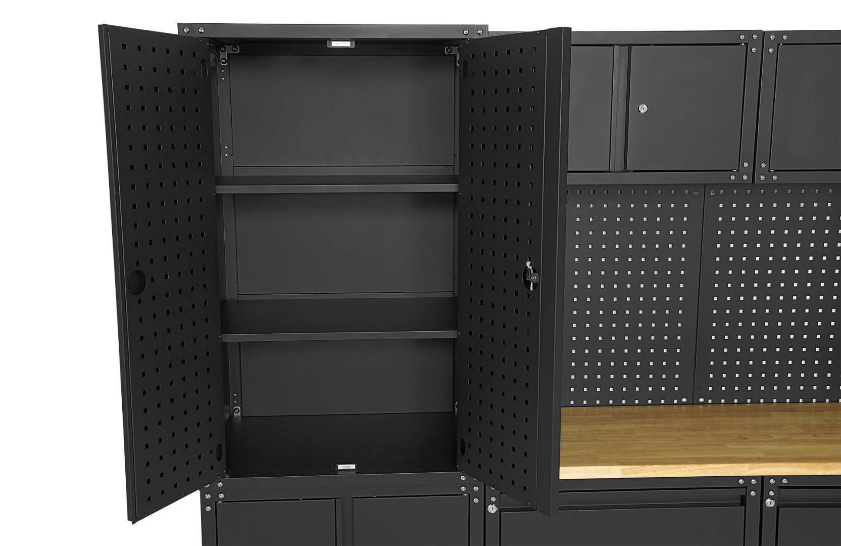 HBM MACHINES PREMIUM MODULÁRIS FÉM BÚTORSZETT 11 DARABOS, 187,5 X 268,5 X 48,2 CM MATT FEKETE