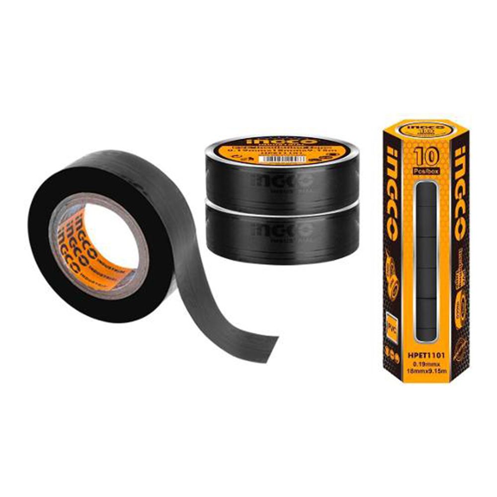 SZIGETELŐSZALAG KÉSZLET VILLANYSZERELÉSHEZ 18MM X 9.15M INGCO 10XGB9308