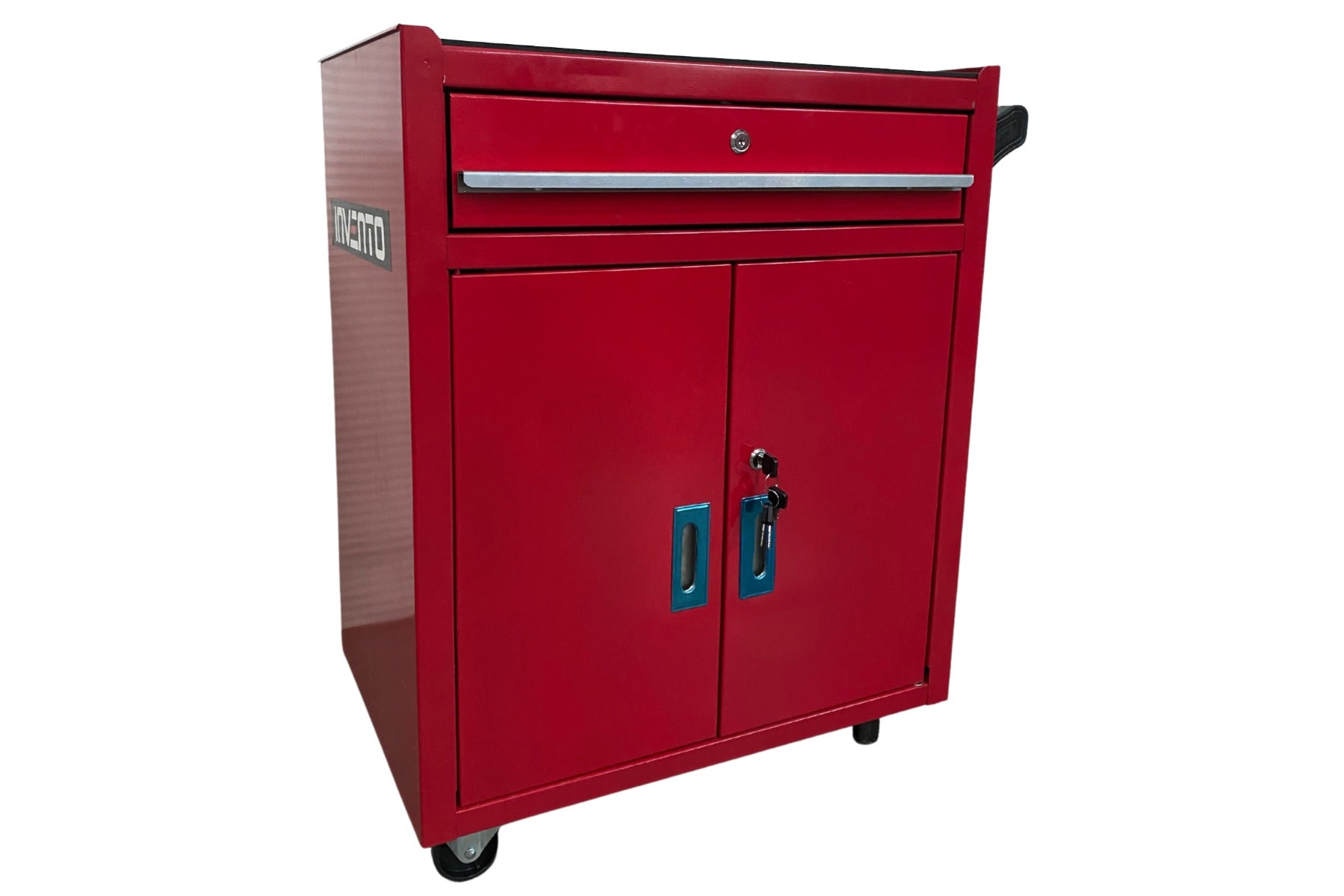 ÜRES SZERSZÁMOS KOCSI - SZERSZÁMOS SZEKRÉNY PIROS KEREKEKKEL ÉS FOGANTYÚVAL INVENTO PRÉMIUM 73 X 63 X 40 CM INVENTO