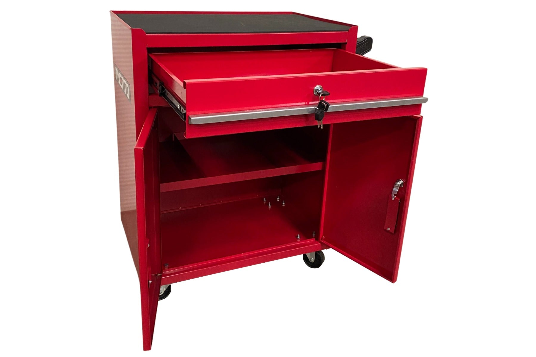 ÜRES SZERSZÁMOS KOCSI - SZERSZÁMOS SZEKRÉNY PIROS KEREKEKKEL ÉS FOGANTYÚVAL INVENTO PRÉMIUM 73 X 63 X 40 CM INVENTO