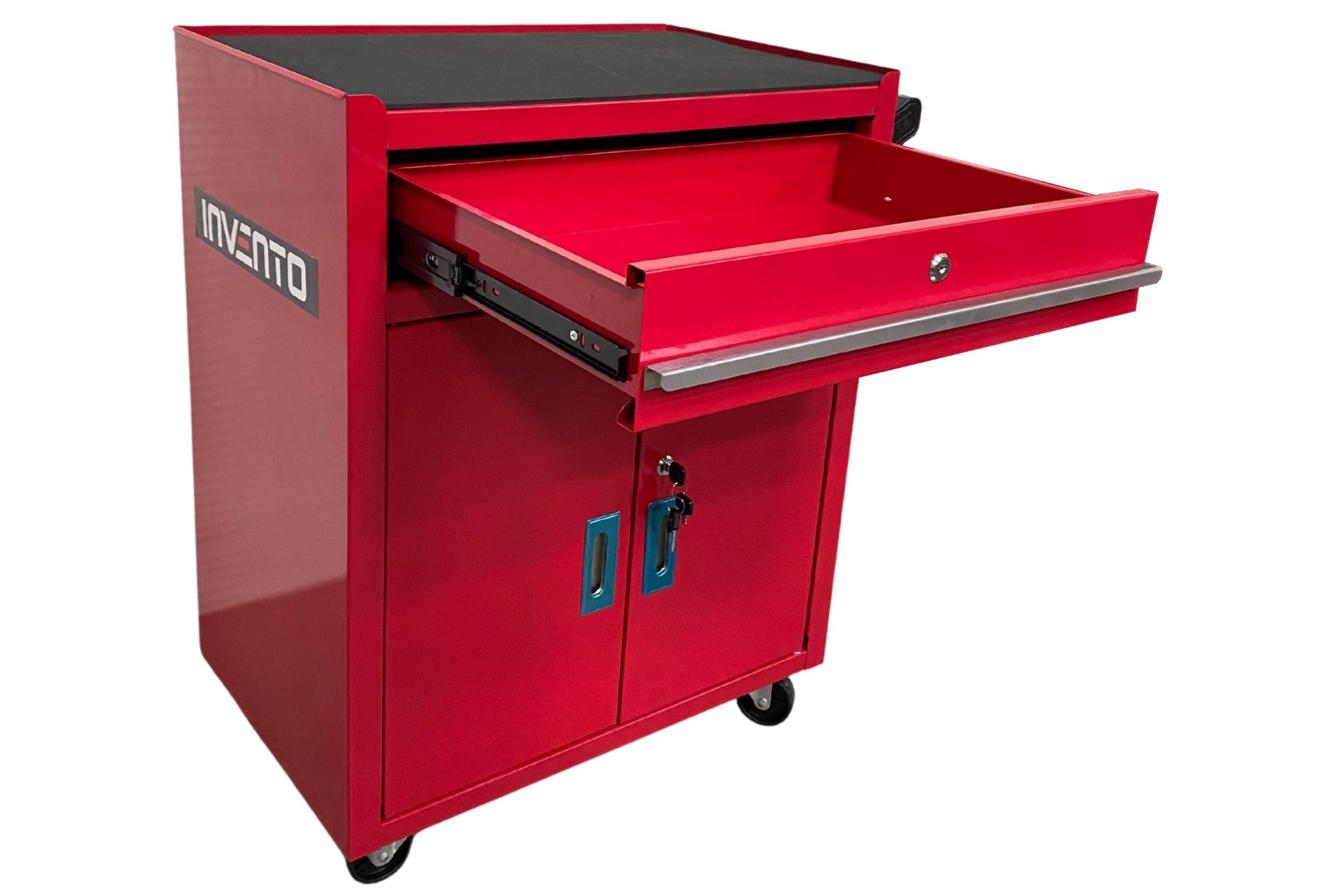 ÜRES SZERSZÁMOS KOCSI - SZERSZÁMOS SZEKRÉNY PIROS KEREKEKKEL ÉS FOGANTYÚVAL INVENTO PRÉMIUM 73 X 63 X 40 CM INVENTO