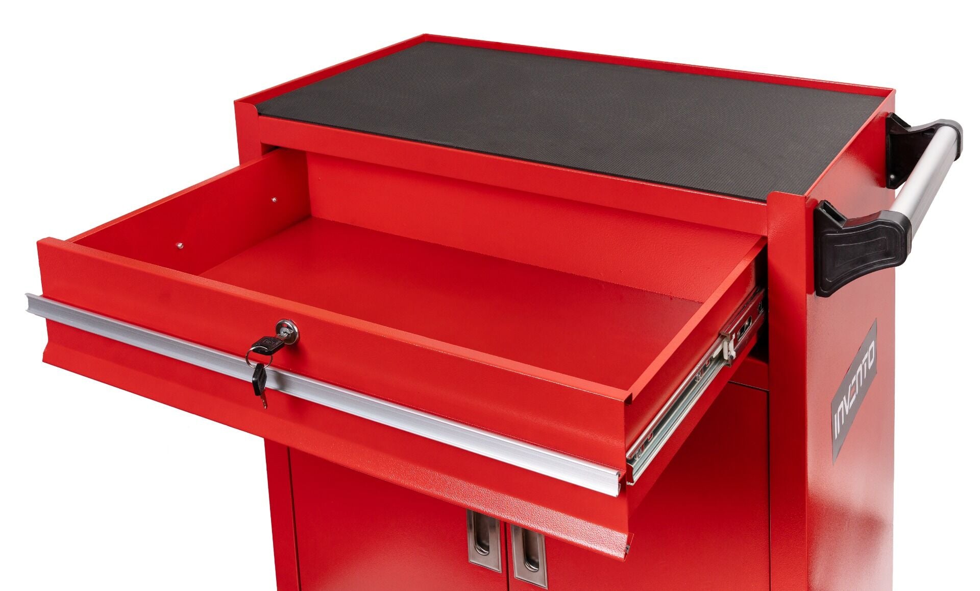 ÜRES SZERSZÁMOS KOCSI - SZERSZÁMOS SZEKRÉNY PIROS KEREKEKKEL ÉS FOGANTYÚVAL INVENTO PRÉMIUM 73 X 63 X 40 CM INVENTO