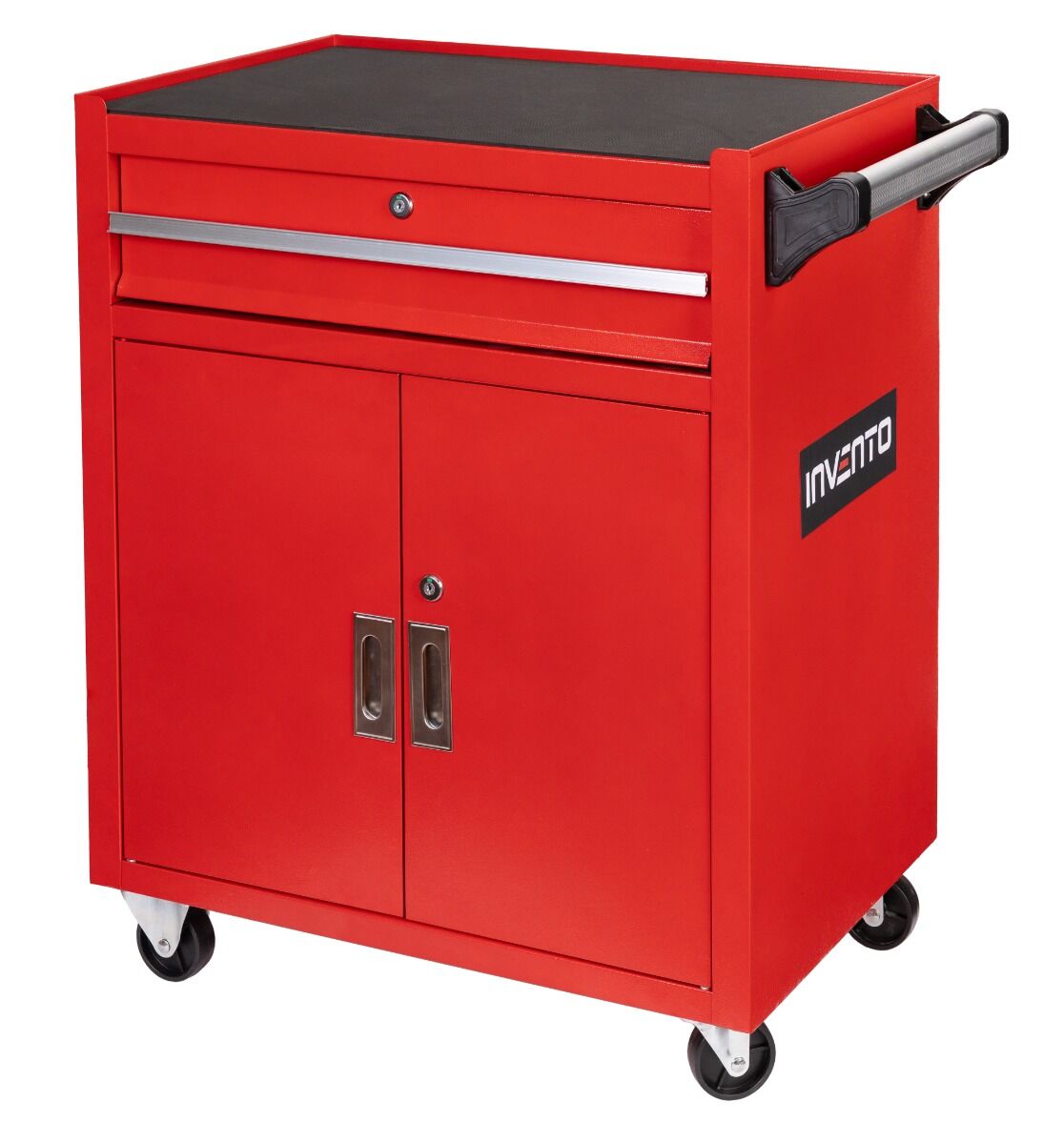 ÜRES SZERSZÁMOS KOCSI - SZERSZÁMOS SZEKRÉNY PIROS KEREKEKKEL ÉS FOGANTYÚVAL INVENTO PRÉMIUM 73 X 63 X 40 CM INVENTO