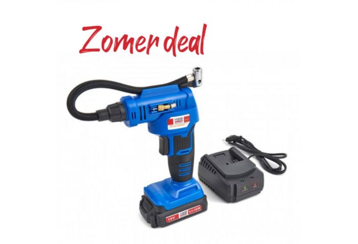 KERÉKFÚJÓ KOMPRESSZOR LED VILÁGÍTÁSSAL ÉS AKKUMULÁTORRAL 18V