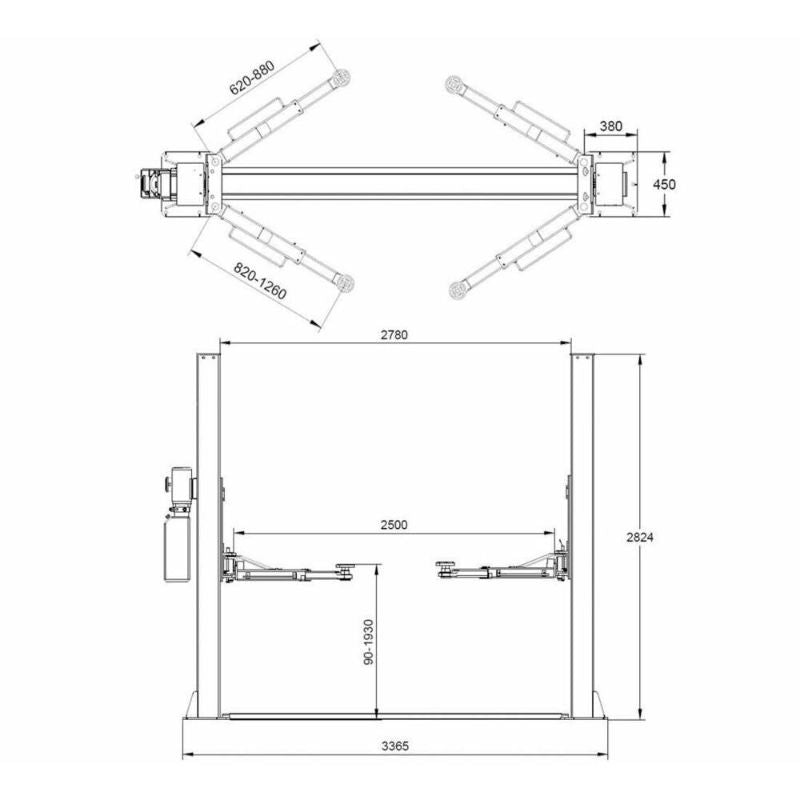 KÉTOSZLOPOS - CSÁPOS EMELŐ MANUÁLIS ZÁRKIOLDÓVAL 4 T 380 V + INGYEN OLAJ