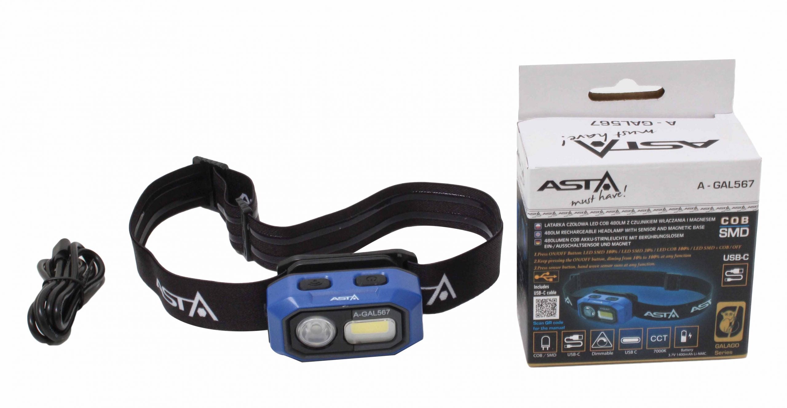 Led cob fejlámpa 480 lumen