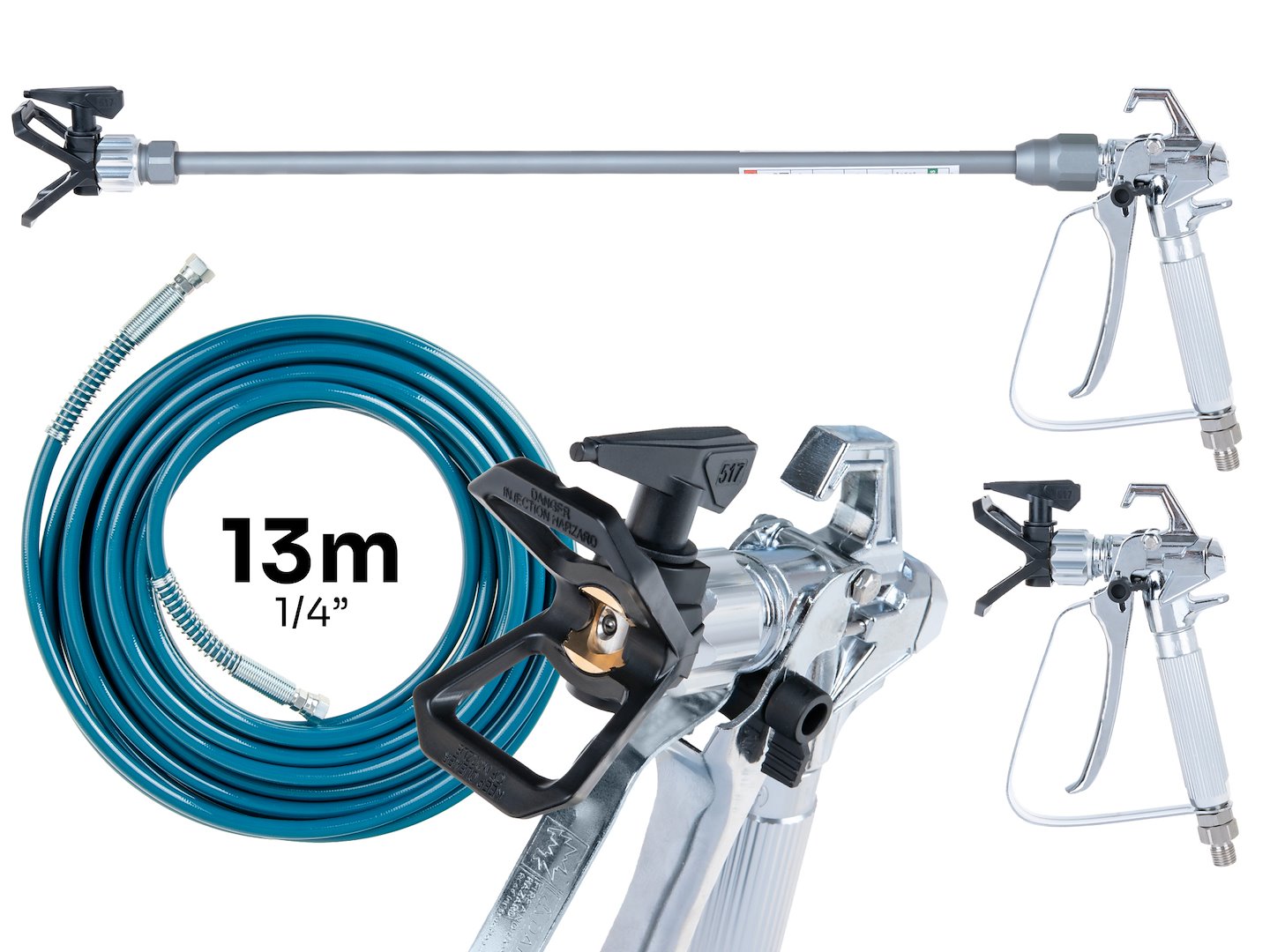 Légmentes festékszóró pisztoly sp460 1000w 210bar 1.8l//perc 13 m tömlővel 517-es fúvókával