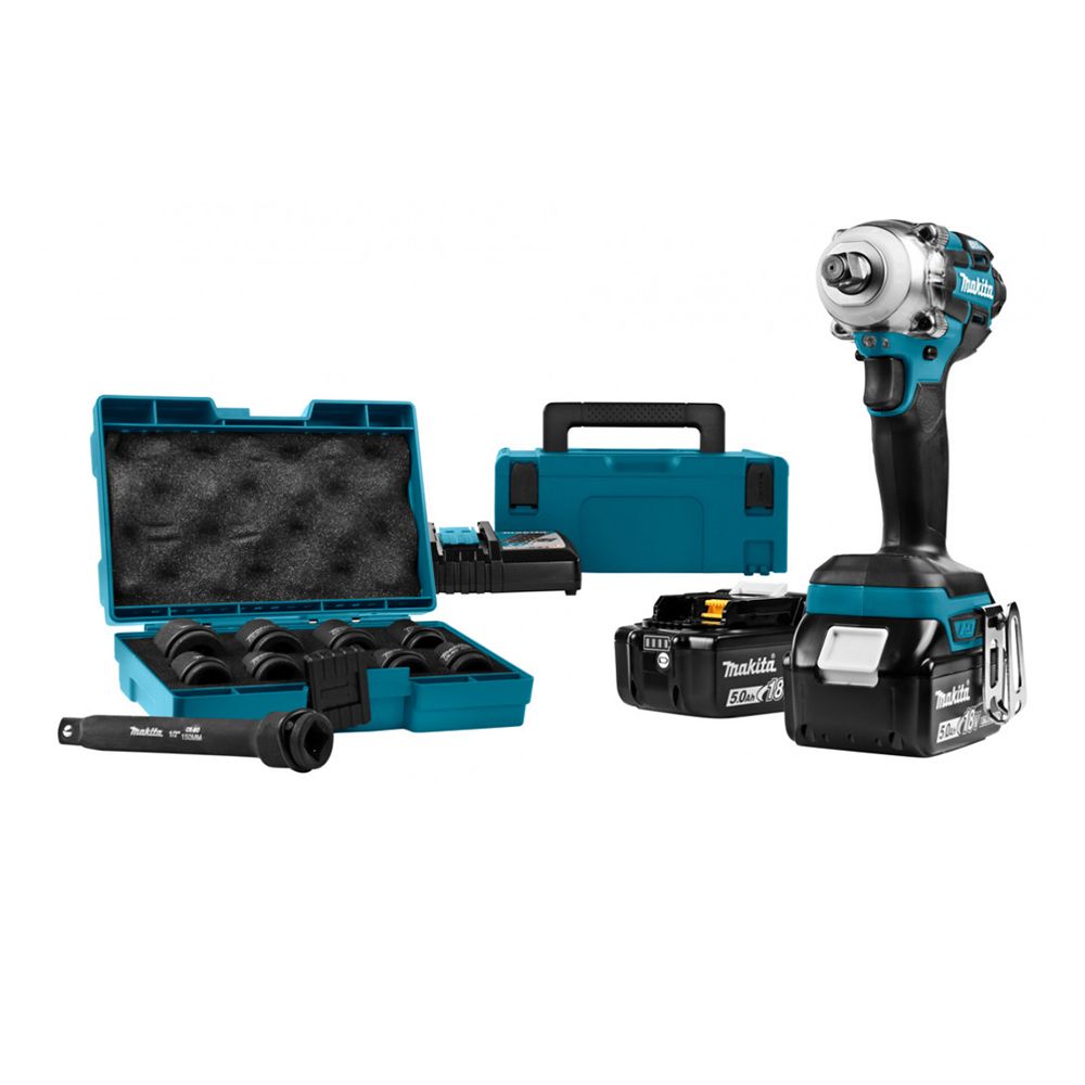 AKKUMULÁTOROS ÜTVECSAVAROZÓ KÉSZLET 18 V 280 Nm MAKITA BRUSHLESS 1/2' ÜTŐKULCSOKKAL