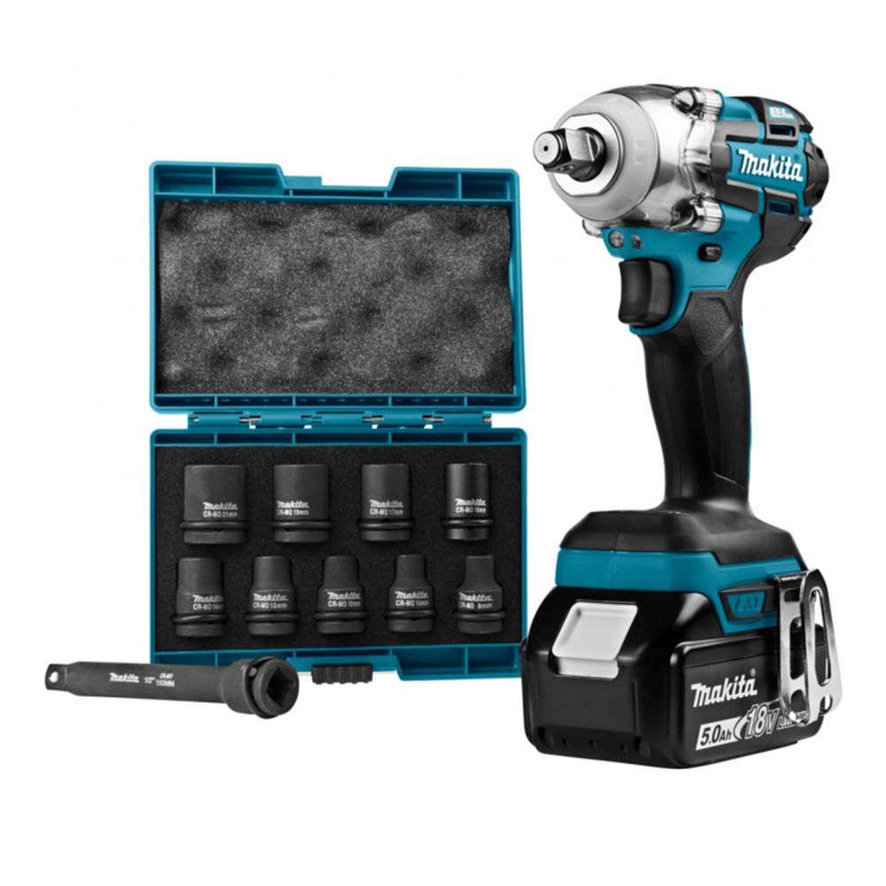 AKKUMULÁTOROS ÜTVECSAVAROZÓ KÉSZLET 18 V 280 Nm MAKITA BRUSHLESS 1/2' ÜTŐKULCSOKKAL