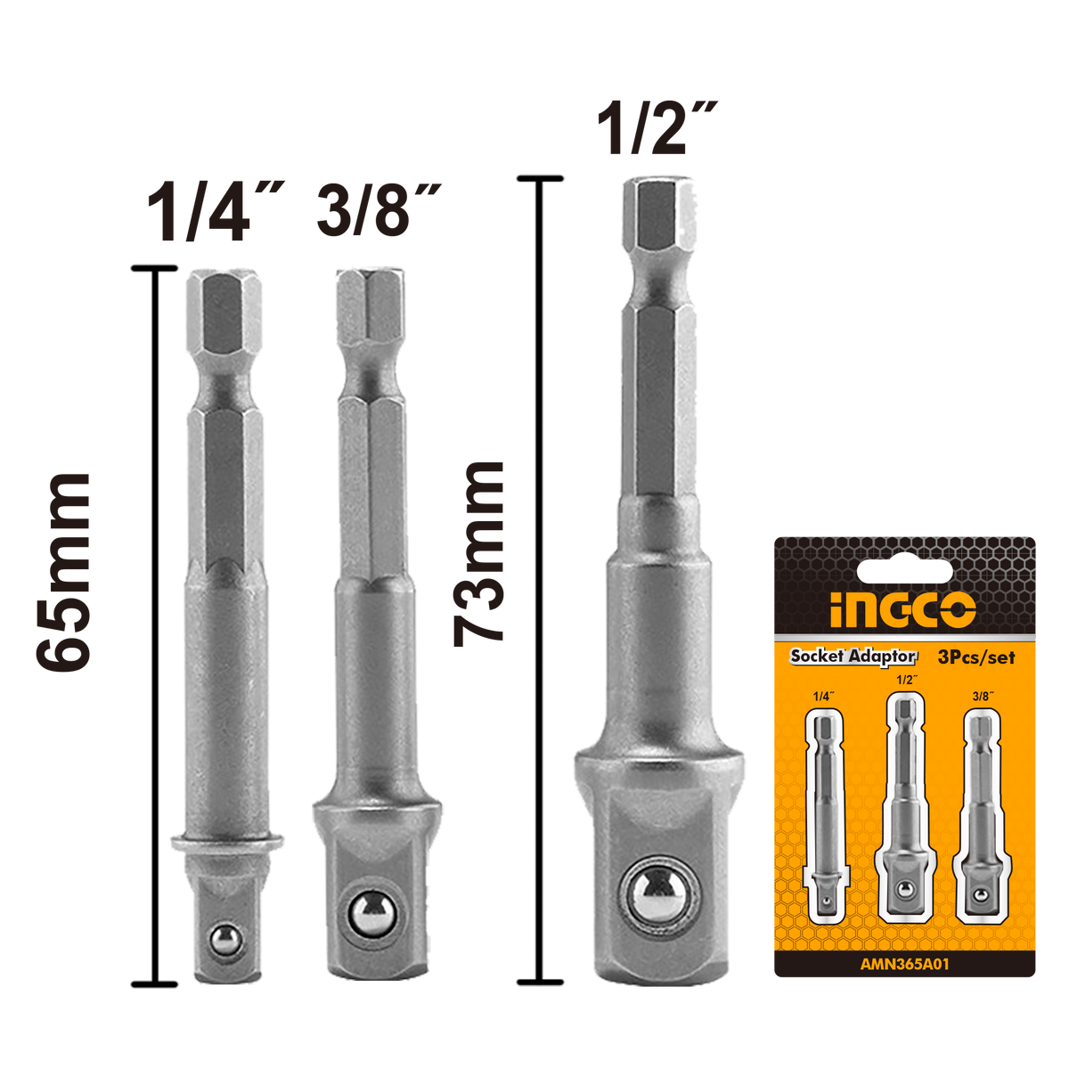 Mágneses adapter készlet 1/4 3/8 1/2 INGCO