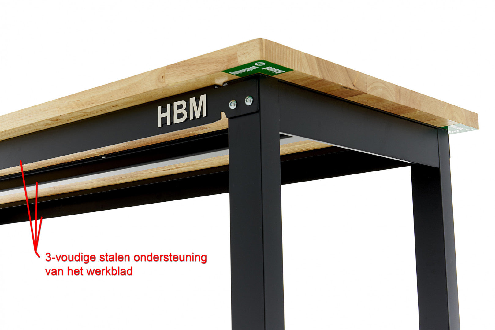 Munkapad - munkaasztal állítható magassággal tömör fa munkalappal 182 cm HBM