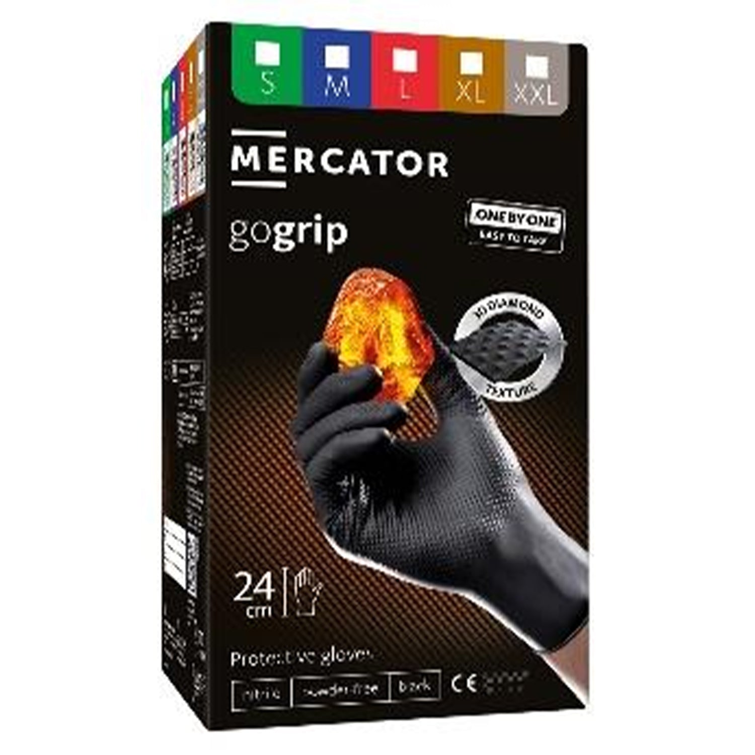 Nitril kesztyű premium MERCATOR one by one fekete XL méret 100 db
