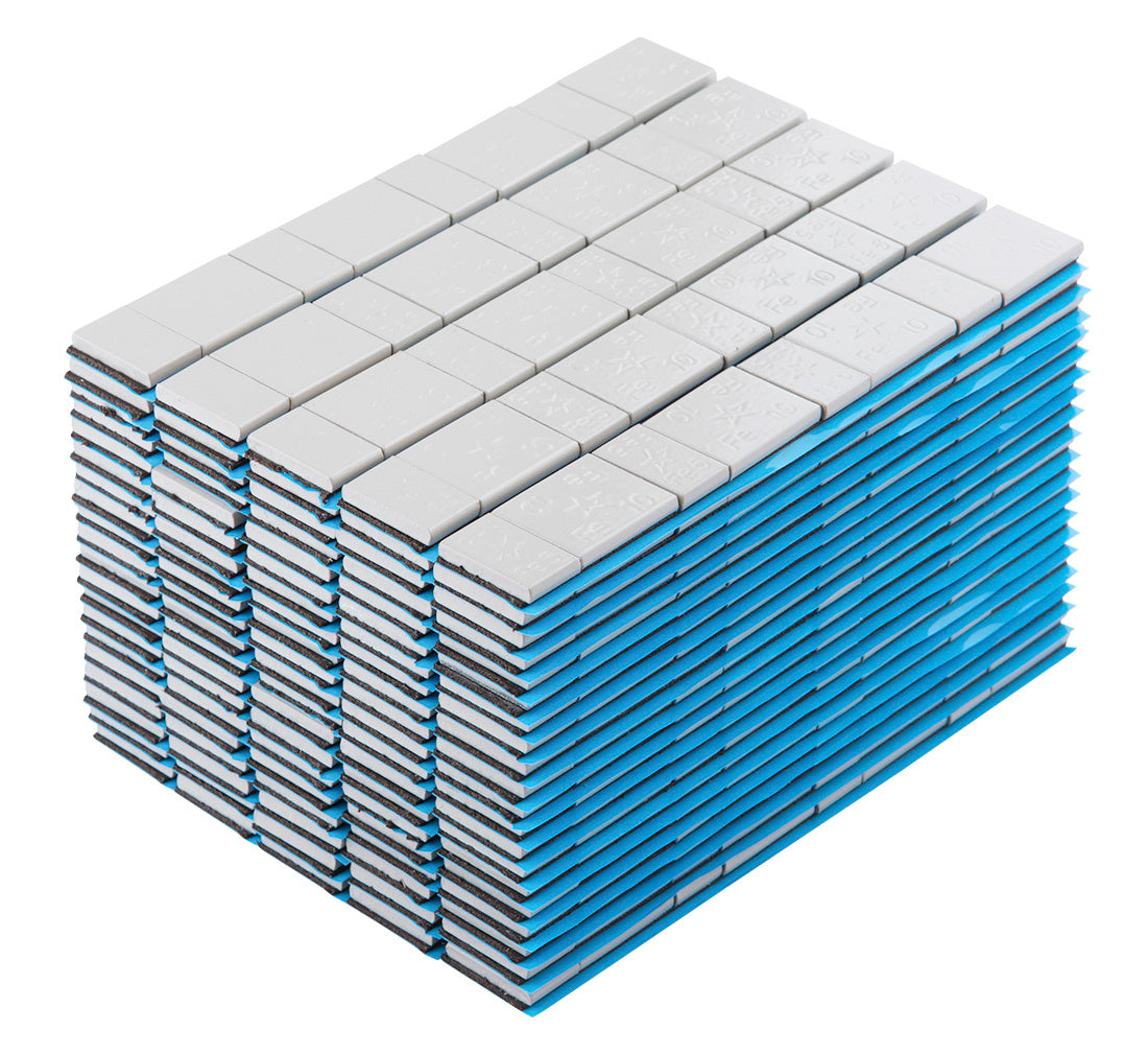 ÖNTAPADÓ CENTÍROZÓ KERÉKSÚLY KÉSZLET GUMIABRONCSOKHOZ 5/10 G 100 SÁV 8 DB/SÁV MATT SZÜRKE