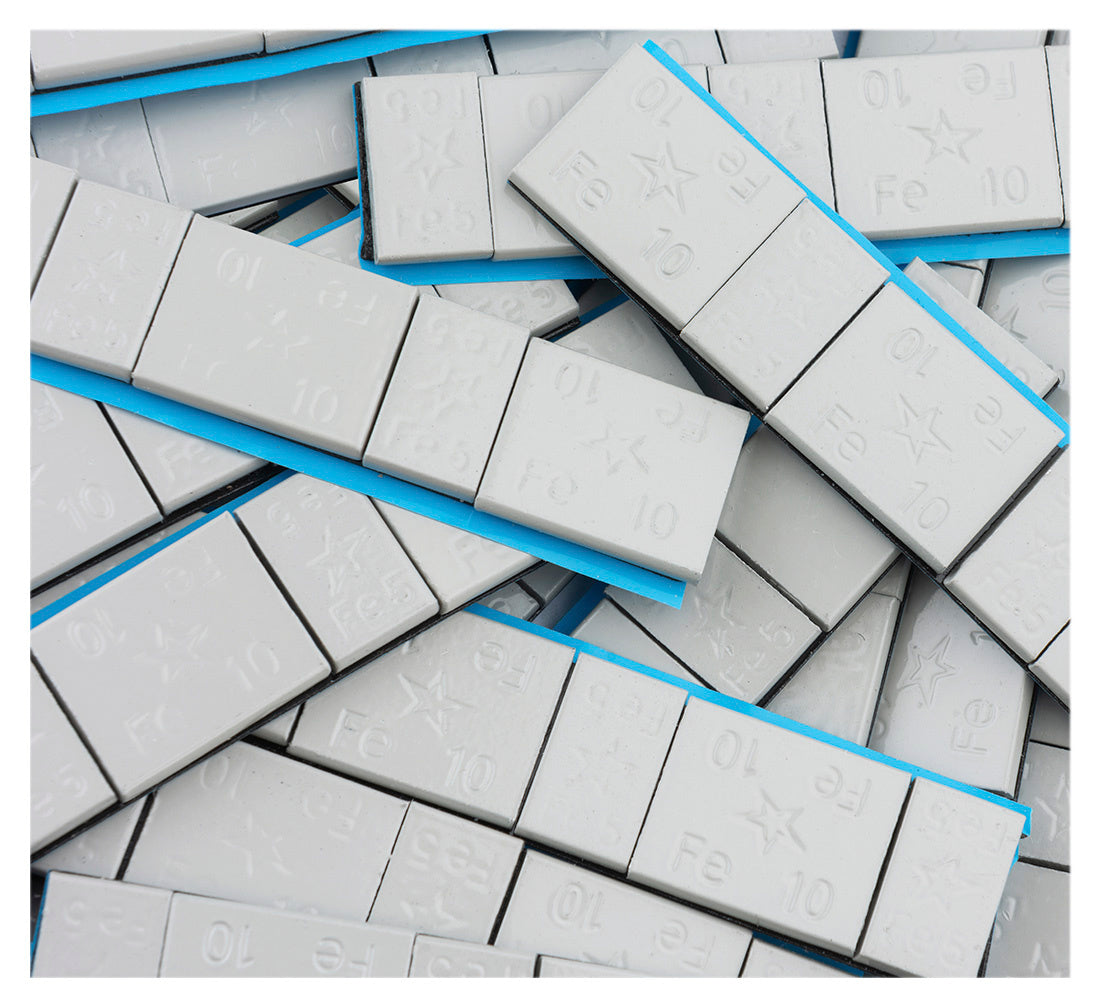 ÖNTAPADÓ CENTÍROZÓ KERÉKSÚLY KÉSZLET GUMIABRONCSOKHOZ 5/10 G 100 SÁV 8 DB/SÁV MATT SZÜRKE