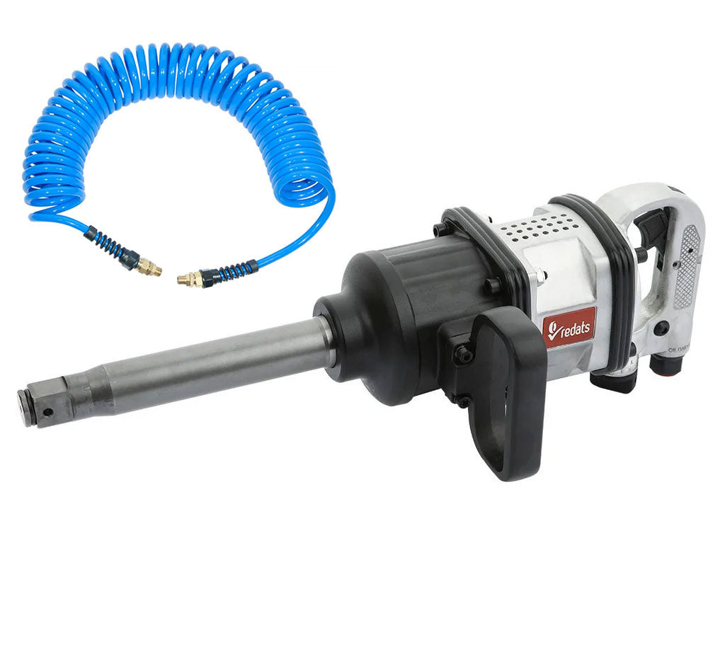 LÉGKULCS 1" 5000 NM REDATS + SPIRÁL LÉGTÖMLŐ 15M 12-16MM TÖMLŐ ÁTMÉRŐ KROFTOOLS