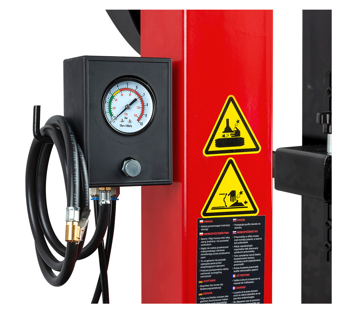 AUTOMATA GUMISZERELŐ – KERÉKSZERELŐ GÉP 12"–26” 230V BEÉPÍTETT FELFÚJÓRENDSZERREL ÉS RUNFLAT SEGÉDKARRAL