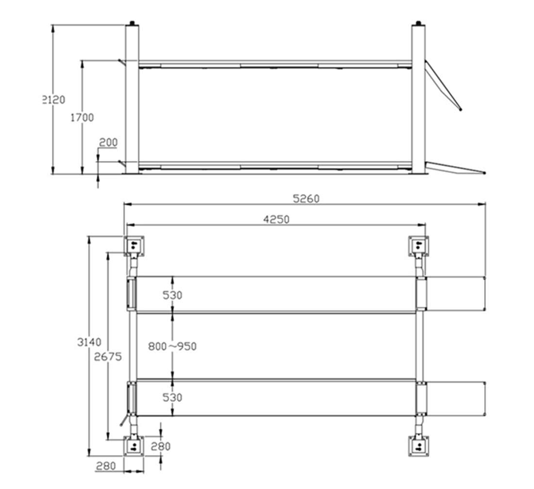 NÉGYOSZLOPOS EMELŐ MANUÁLIS 4 T 380 V