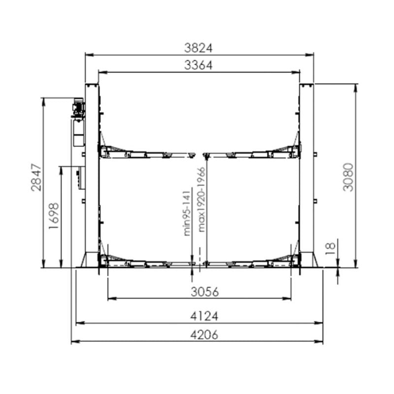 KÉTOSZLOPOS - CSÁPOS EMELŐ AUTOMATA ZÁRKIOLDÁSSAL 5 T 380 V + INGYEN OLAJ