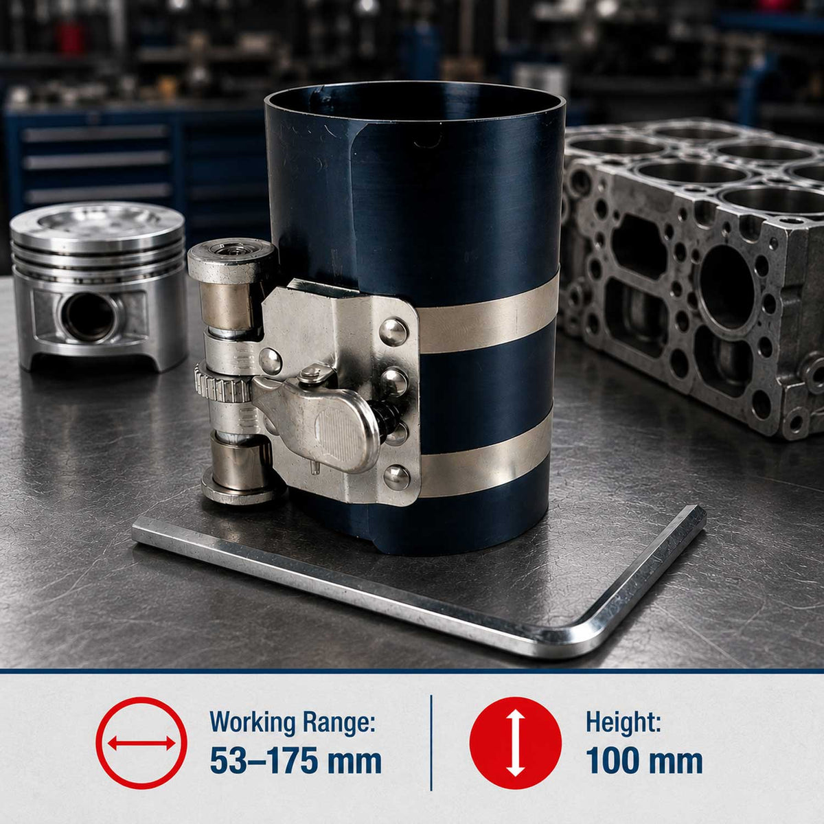 Dugattyúgyűrű szerelő prés 53-175 mm GEBO TOOLS
