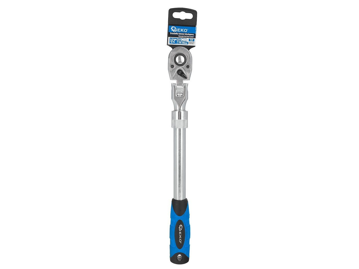 Racsnis hajtókar 1/2" teleszkópos nyéllel 370-510 mm és csuklós fejjel