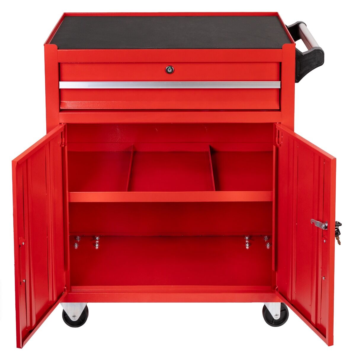 Üres szerszámos kocsi - szerszámos szekrény piros kerekekkel és fogantyúval INVENTO prémium 73 x 63 x 40 cm INVENTO