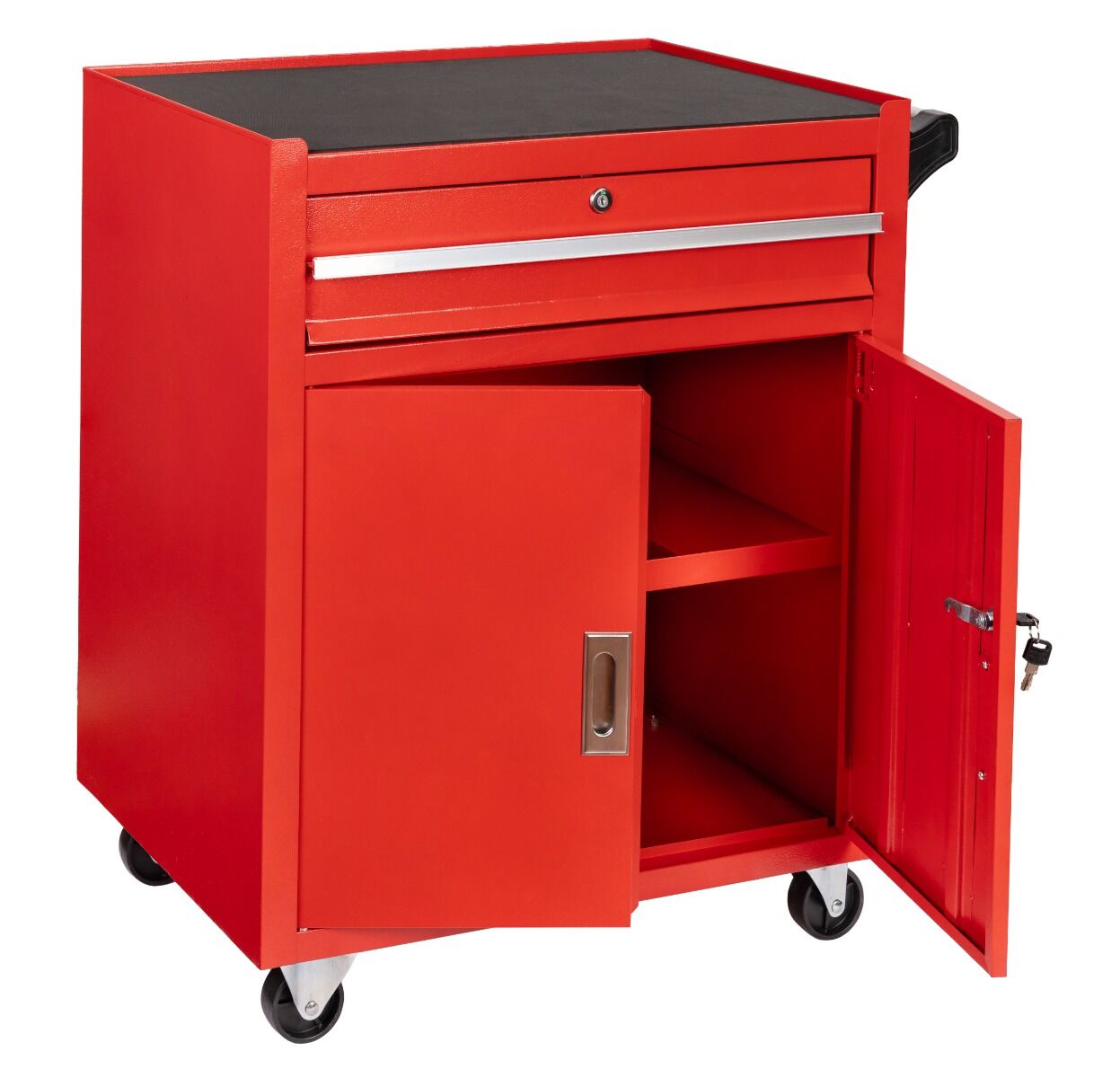 Üres szerszámos kocsi - szerszámos szekrény piros kerekekkel és fogantyúval INVENTO prémium 73 x 63 x 40 cm INVENTO