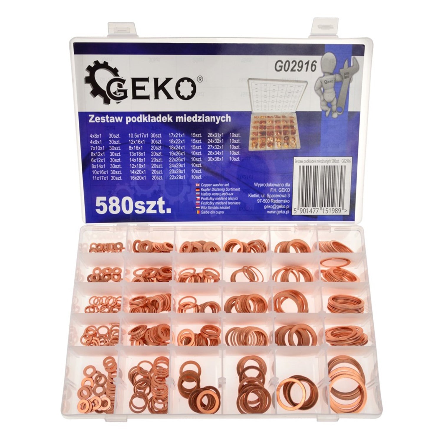 Réz alátét készlet 580 darabos